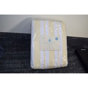 Y2K NEW Pottery Barn Kids Striped 88x96 Curtain Drape Panel Yellow White Pocket